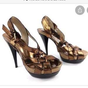 MICHAEL KORS bronze strappy heels